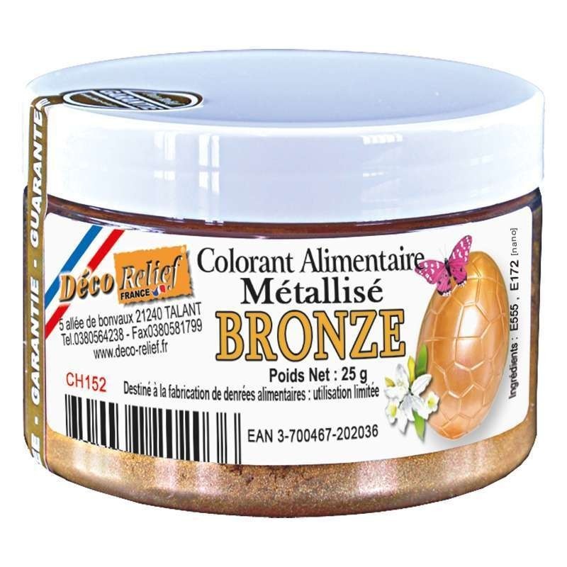 Colorant alimentaire métallisé Bronze - poudre liposoluble - 25 g - Déco  Relief - Meilleur du Chef
